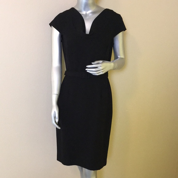 Calvin Klein Cowl Cap Sleeve Belted Sheath Dress - Picture 6 of 15